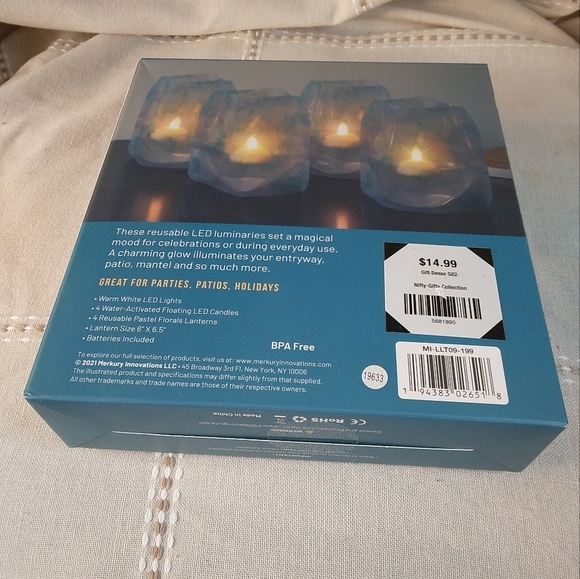 NEW Glowing LED Lanterns with Floating Flameless LED Candles 4pc PASTEL FLORALS - Picture 7 of 7